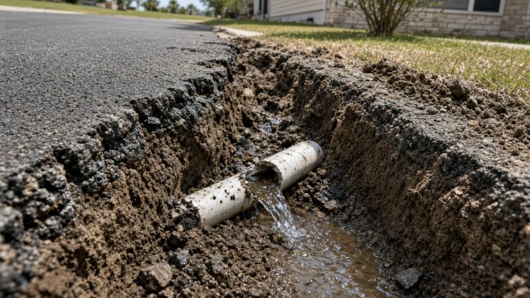 Broken Sprinkler Pipe Repair Under Driveways in Bedford TX