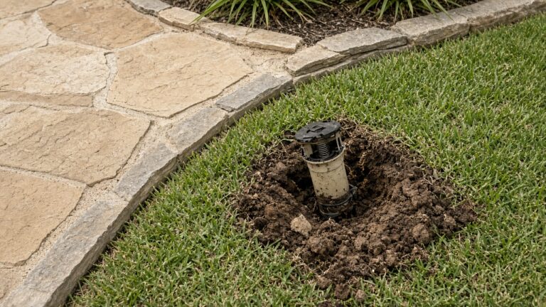 Repairing Sprinklers After Landscape Edging and Hardscape Work