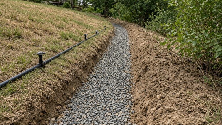 French Drain and Sprinkler Conflicts on Sloped Bedford Lots